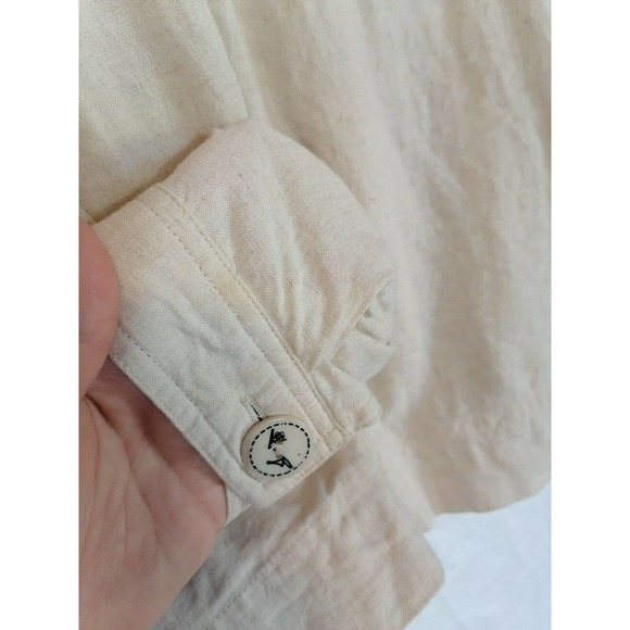 Natalie & Me Linen Cream Button-up Shirt Blouse Top High Heels/Shoes SZ large - Picture 7 of 11